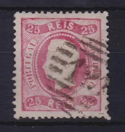 Portugal 1867 König Luis I. 25 Reis Mi.-Nr. 28 mit Rost.-Nr.-O 
