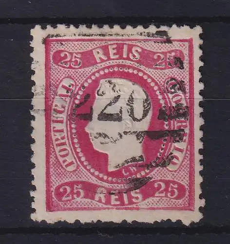 Portugal 1867 König Luis I. 25 Reis Mi.-Nr. 28 mit Rost.-Nr.-O 220