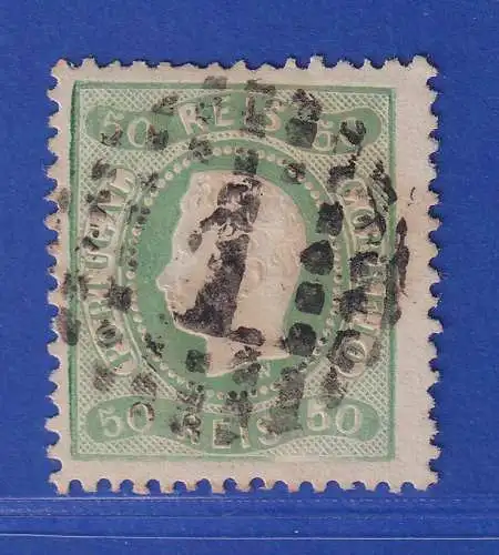 Portugal 1868 König Luis I. 50 Reis Mi.-Nr. 29 mit Punktrost.-Nr.-O 1