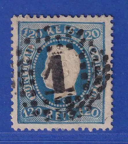 Portugal 1867 König Luis I. 120 Reis Mi.-Nr. 32 mit Punktrost-Nr.-O 1