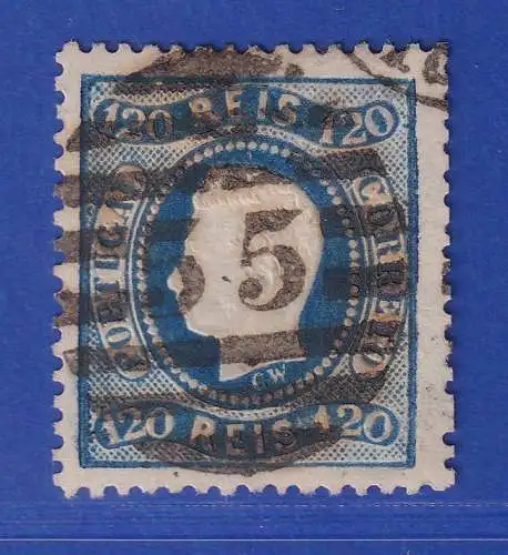 Portugal 1867 König Luis I. 120 Reis Mi.-Nr. 32 mit Rost-Nr.-O 55