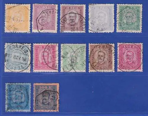 Portugal 1892/93 König Carlos I. Mi.-Nr. 66-77 Satz 12 Werte gestempelt