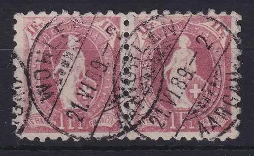Schweiz 1889 Stehende Helvetia 1Fr. lila  grob gez. 9  Mi-Nr. 63B waag. Paar O