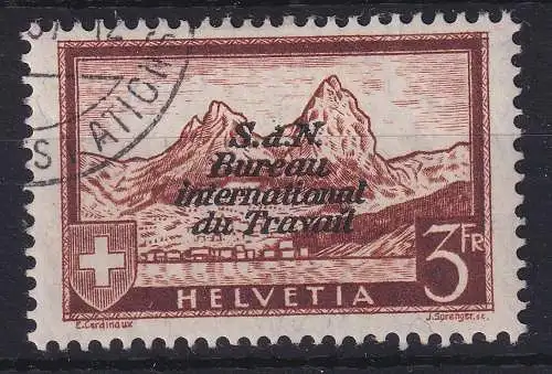 Schweiz Genfer Arbeitsorganisation BIT 1937 3-Franken-Wert Mi.-Nr. 48 O 