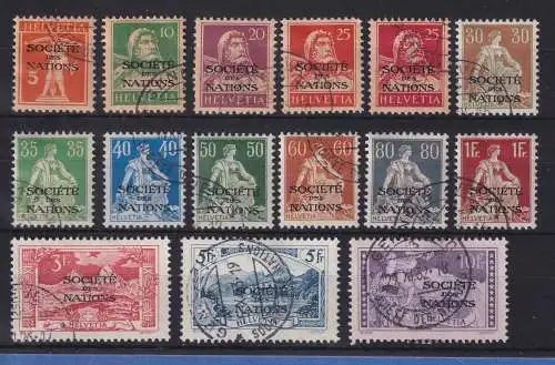 Schweiz Genfer Ämter Völkerbund 1922 Mi.-Nr. 1-15 Satz kpl. gestempelt