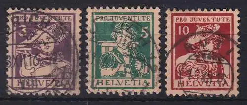 Schweiz 1916 Pro Juventute Trachten Mi.-Nr. 130-132 Satz kpl. O