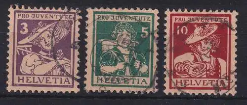 Schweiz 1916 Pro Juventute Trachten Mi.-Nr. 130-132 Satz kpl  O