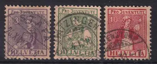 Schweiz 1917 Pro Juventute Trachten Mi.-Nr. 133-135 Satz kpl  O