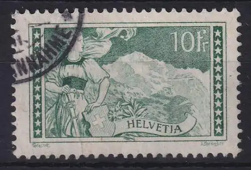 Schweiz 1931 Freimarke Gebirgslandschaft Jungfrau 10 Fr. Mi.-Nr. 228 gestempelt