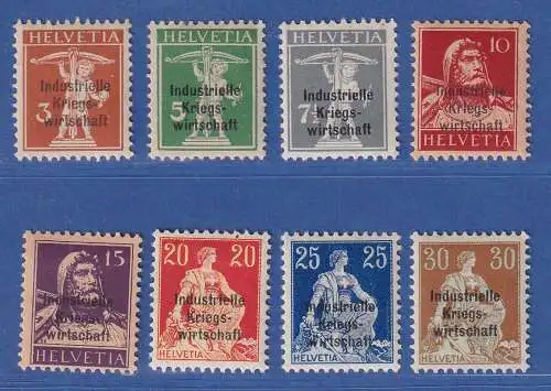 Schweiz 1918 Dienstmarken Industr. Kriegswirtschaft Mi.-Nr. 1-8 II ungebraucht *