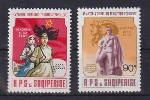 Albanien 1988 45 Jahre Volksarmee Mi.-Nr. 2367-68 Satz 2 Werte kpl.  ** / MNH