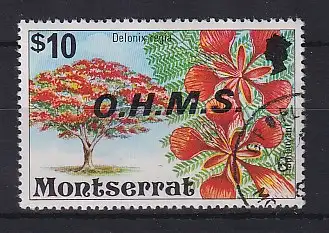 Montserrat Dienstmarke $10 O.H.M.S. Baum Delonix Regia  Mi.-Nr. 16 gestempelt 