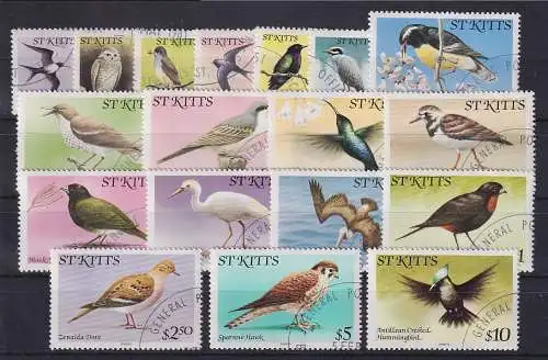 St. Kitts 1981 Vögel Mi.-Nr. 44-61 I Satz 18 Werte kpl. gestempelt O