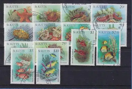 St. Kitts 1984 Korallen Mi.-Nr. 130-43 I Satz 11 Werte kpl. O (130,139 **)