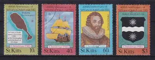 St. Kitts 1985 Landung von Francis Drake Mi.-Nr. 168-71 Satz 4 Werte kpl. O