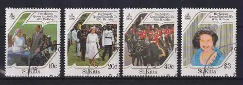 St. Kitts 1986 60. Geb. Queen Elizabeth II. Mi.-Nr. 172-175 Satz 4 Werte kpl. O