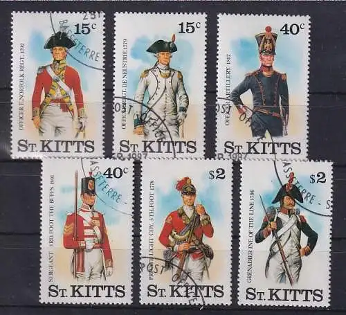 St. Kitts 1987 Militäruniformen Mi.-Nr. 193-98 Satz 6 Werte kpl. O