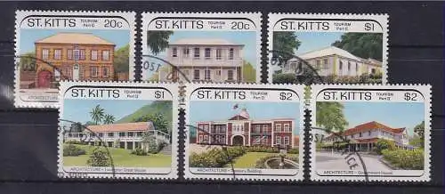 St. Kitts 1989 Tourismus Häuser Mi.-Nr. 242-247 Satz 6 Werte kpl. O