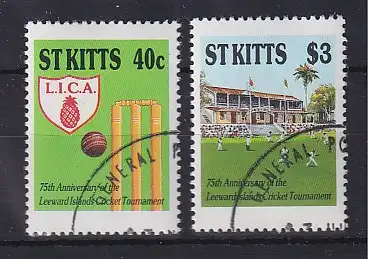 St. Kitts 1988 Kricket-Turnier Leeward-Inseln Mi.-Nr. 233-34 Satz 2 Werte kpl. O