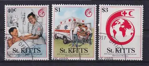St. Kitts 1989 125 Jahre Rotes Kreuz Mi.-Nr. 248-50 Satz 3 Werte kpl. O