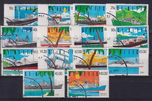 St. Kitts 1990 Freimarken Schiffe Mi.-Nr. 286-299 Satz 14 Werte kpl. O