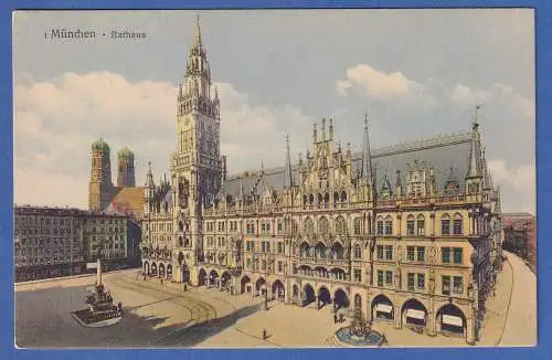 Bayern München alte AK Marienplatz mit Rathaus, Frauenkirche ungelaufen 