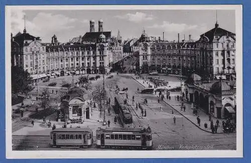 Bayern alte AK München Karlsplatz gegen Frauenkirche, ungelaufen (um 1940)