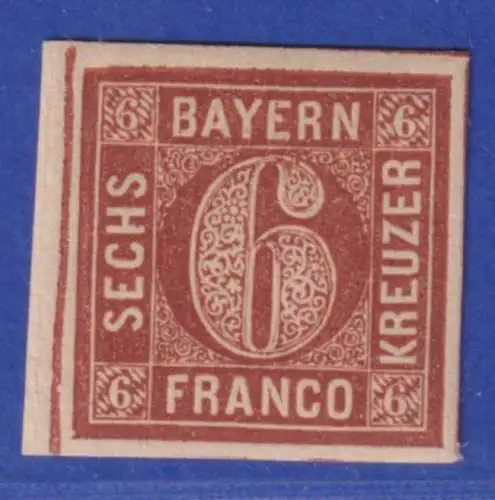 Bayern 6 Kreuzer braun Mi.-Nr. 4 II Platte 3 sauber ungebraucht 