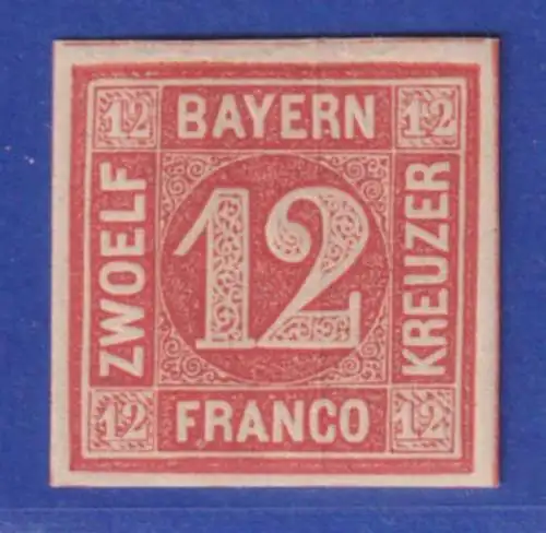 Bayern 12 Kreuzer rot Mi.-Nr. 6 sauber ungebraucht *