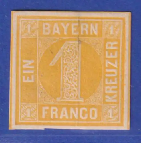 Bayern 1 Kreuzer gelb Mi.-Nr. 8 I sauber ungebraucht *