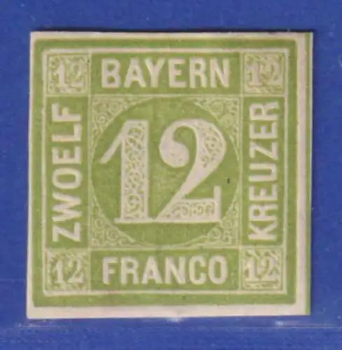 Bayern 12 Kreuzer dunkelgelbgrün Mi.-Nr. 12 ungebraucht *