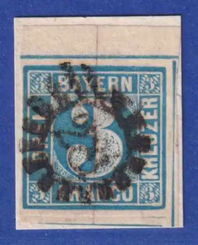 Altdeutschland Bayern, Mi.-Nr. 2 II mit GMR 28 ? oben mit gut 4mm Bogenrand