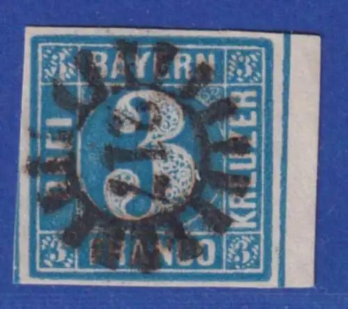 Altdeutschland Bayern, Mi.-Nr. 2 II mit GMR 217,  rechts mit gut 2mm Bogenrand