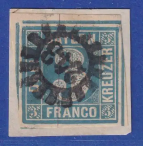 Altdeutschland Bayern, Mi.-Nr. 2 II mit GMR 243  Bogenecke oben links Briefstück