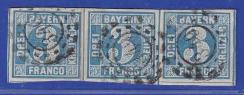 Altdeutschland Bayern Mi.-Nr. 2 II waagerechter 3er-Streifen mit OMR 349 