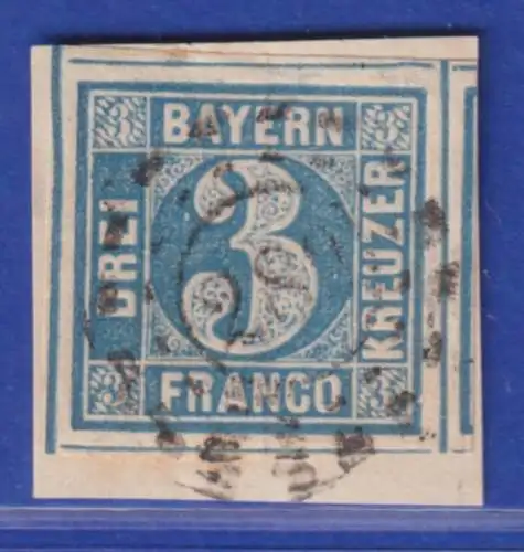 Altdeutschland Bayern Mi.-Nr. 2 II riesenrandig ! mit OMR 289 auf Briefstück