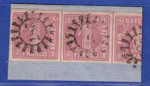 Altdeutschland Bayern Mi.-Nr. 3Ia waag. Paar mit GMR 287 auf Briefstück