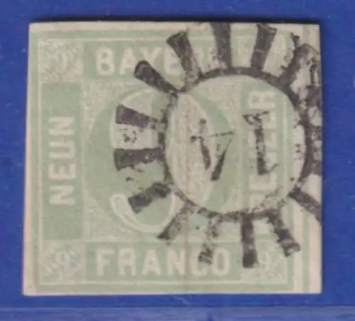 Bayern 9 Kreuzer Mi.-Nr. 5a II mit GMR 14 verm. Aschaffenburg, gepr. BRETTL BPP