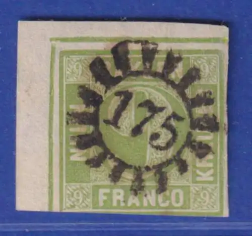 Bayern 9 Kreuzer Mi.-Nr. 5c II Bogenecke oben links mit GMR 175 verm. Landshut