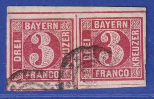 Bayern 3 Kreuzer Mi.-Nr.9 teils riesenrandiges Paar vom Oberrand mit OMR