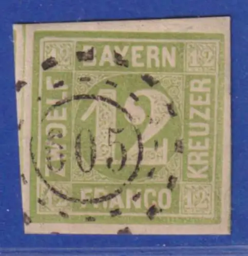 Bayern 12 Kreuzer grün  Mi.-Nr.12 mit OMR 605 Zweibrücken gpr. BRETTL