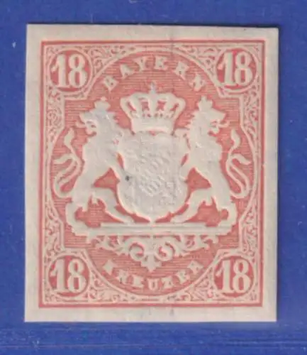 Bayern Wappen 18 Kreuzer zinnoberrot Mi.-Nr.19 ungebraucht *