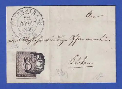 Schweiz Kantonalmarke Zürich 6 Rp. Mi.-Nr. 2 I auf  Brief O UNTERSTRASS 1845