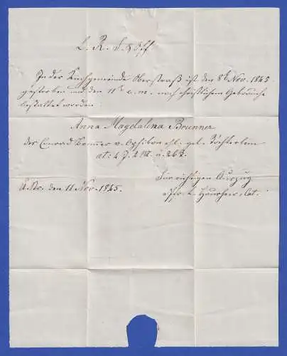 Schweiz Kantonalmarke Zürich 6 Rp. Mi.-Nr. 2 I auf  Brief O UNTERSTRASS 1845