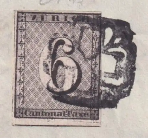 Schweiz Kantonalmarke Zürich 6 Rp. Mi.-Nr. 2 I auf  Brief O UNTERSTRASS 1845