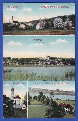 Bayern alte AK Ammersee (Diessen, Herrsching, St. Georgen), gelaufen 1914