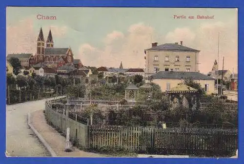 Bayern alte AK Cham Stadtansicht, gelaufen 1907