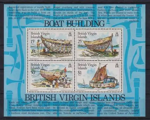 British Virgin Islands Jungferninseln 1983 Bootsbau Mi.-Nr. Block 18 **