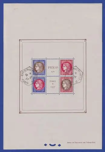 Frankreich 1937 Blockausgabe PEXIP gestempelt mit Sonderstempel 18.6.37