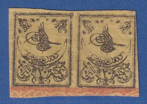 Türkei 1863 Tugra Abdul Aziz 20 Pa Mi.-Nr. 1 IIIya waag. Paar gestempelt / used